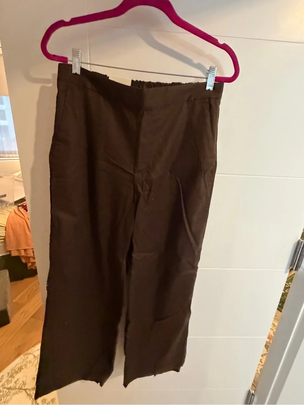 Banana Republic Women’s Linen Dark Brown Straight-Leg Pants